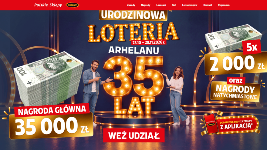 35 lat Arhelanu, ponad 85 tys. zł  w nagrodach. Grupa Eura7 realizuje kolejną loterię sieci
