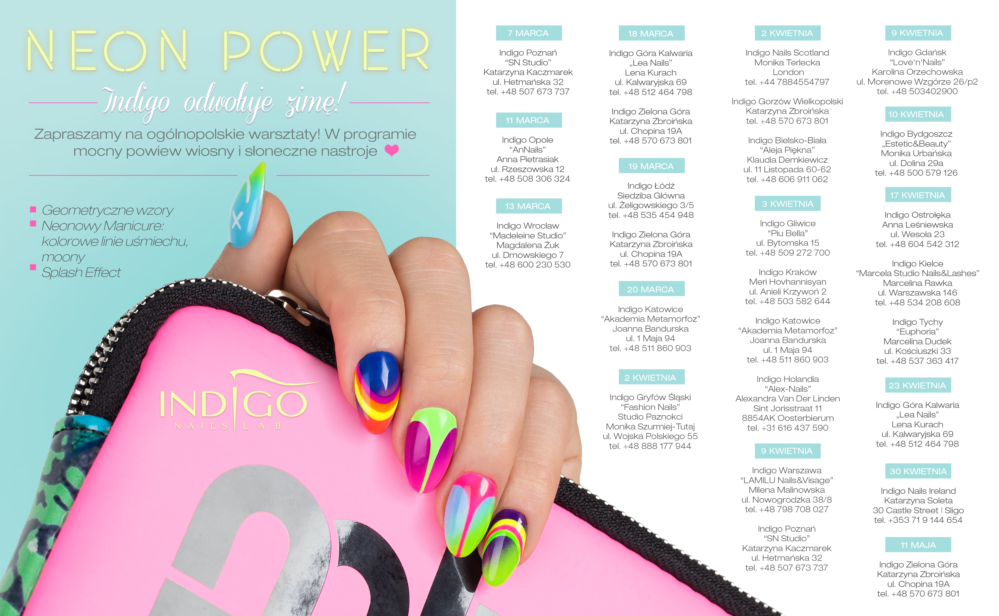 szkolenia, neony, lakiery hybrydowe, neon power, paznokcie neonowe, gel polish, lakiery hybrydowe, hybryda neon,