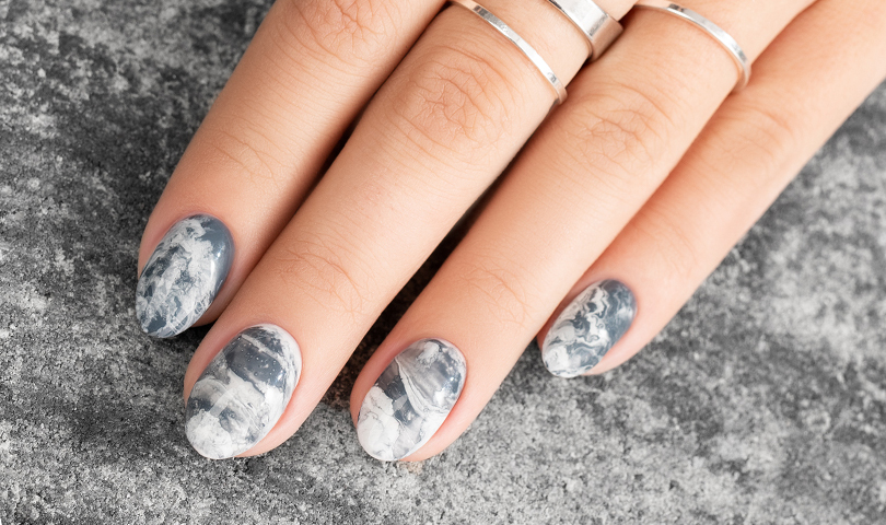 Most Beautiful Nail Designs You Will Love To wear In 2021 : Pink marble  nails with subtle glitter