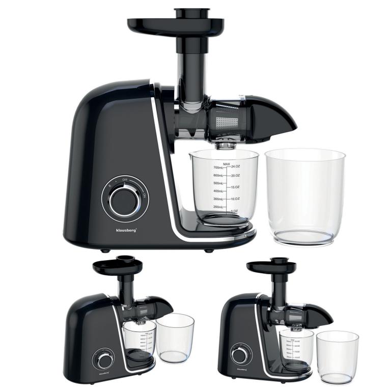 Wyciskarka wolnoobrotowa do owoców i warzyw, pozioma, czarna ze srebrnymi elementami , 150W, Klausberg, KB-7866