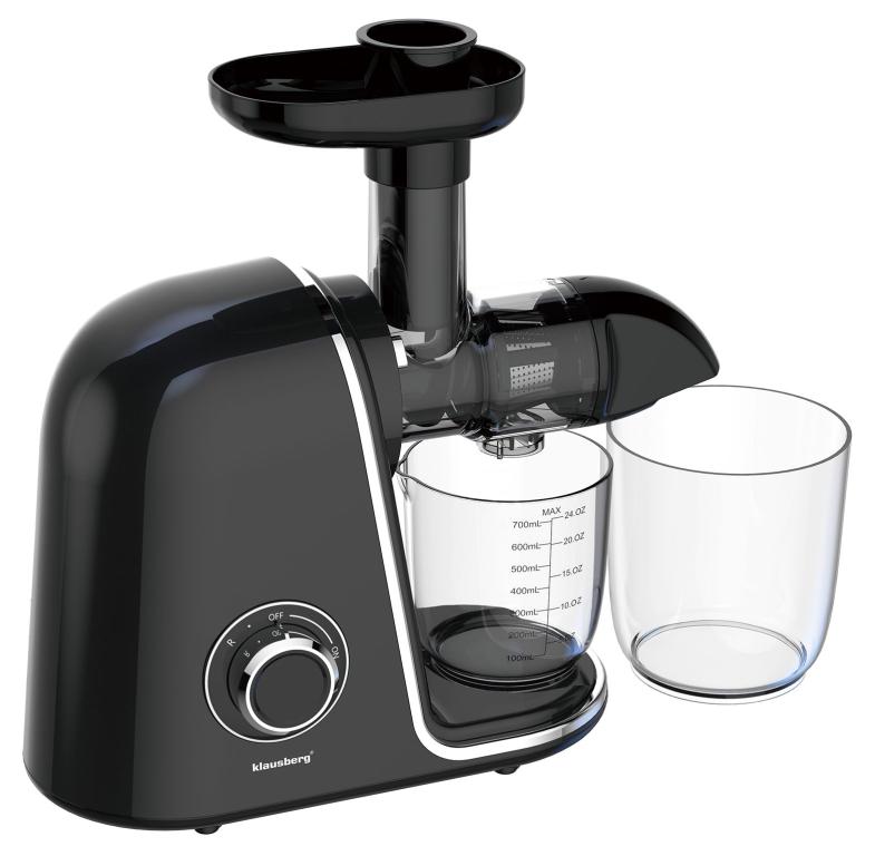 Wyciskarka wolnoobrotowa do owoców i warzyw, pozioma, czarna ze srebrnymi elementami , 150W, Klausberg, KB-7866