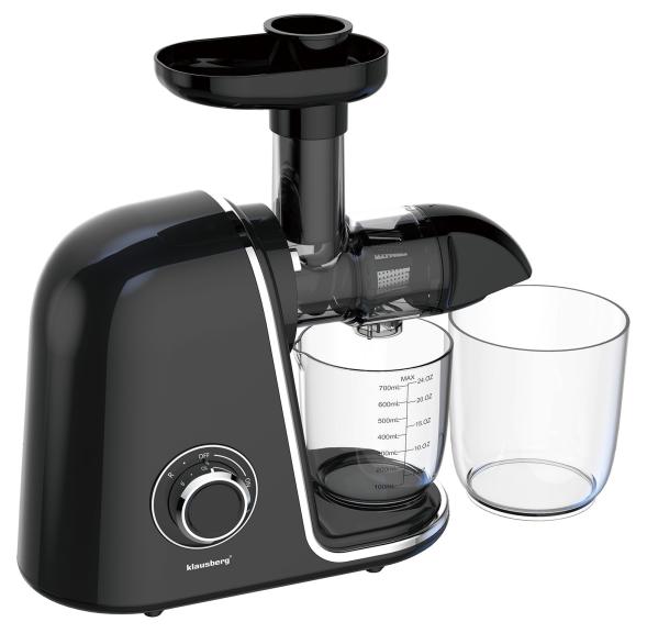 Wyciskarka wolnoobrotowa do owoców i warzyw, pozioma, czarna ze srebrnymi elementami , 150W, Klausberg, KB-7866
