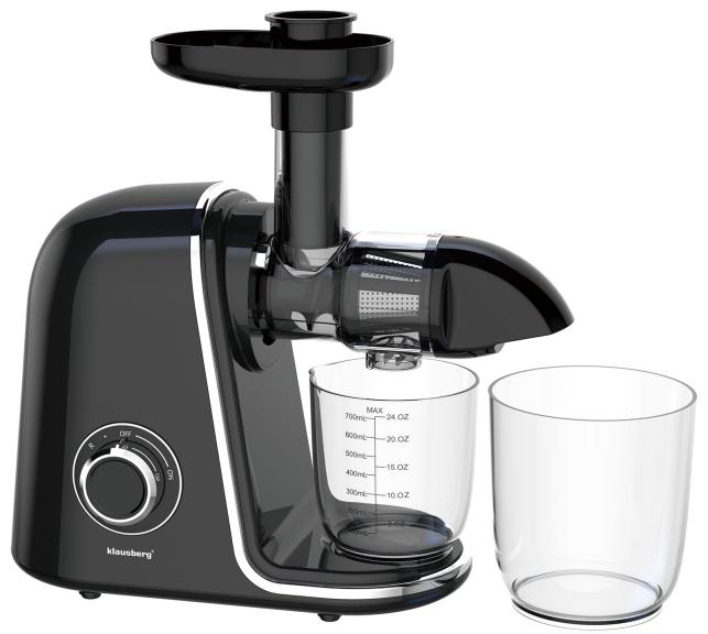 Wyciskarka wolnoobrotowa do owoców i warzyw, pozioma, czarna ze srebrnymi elementami , 150W, Klausberg, KB-7866