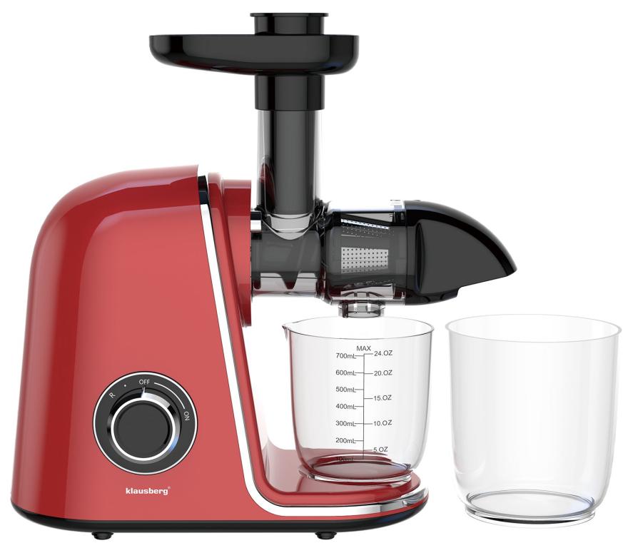 Wyciskarka wolnoobrotowa do owoców i warzyw, pozioma, wiśniowa czerwień, 150W, Klausberg KB-7870
