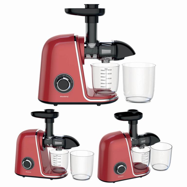 Wyciskarka wolnoobrotowa do owoców i warzyw, pozioma, wiśniowa czerwień, 150W, Klausberg KB-7870