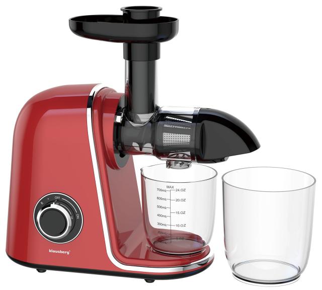 Wyciskarka wolnoobrotowa do owoców i warzyw, pozioma, wiśniowa czerwień, 150W, Klausberg KB-7870
