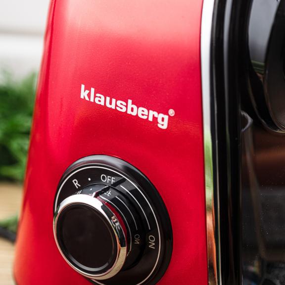 Wyciskarka wolnoobrotowa do owoców i warzyw, pozioma, wiśniowa czerwień, 150W, Klausberg KB-7870