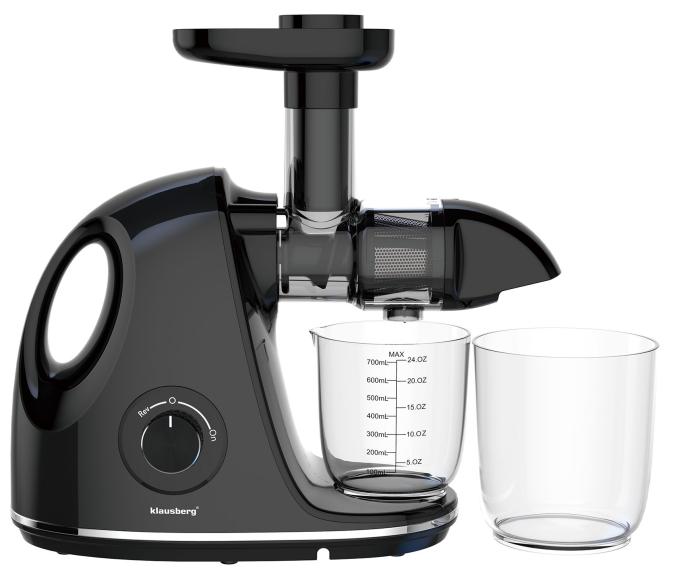 Wyciskarka wolnoobrotowa do owoców i warzyw, pozioma z uchwytem, 150W, czarna, Klausberg, KB-7861