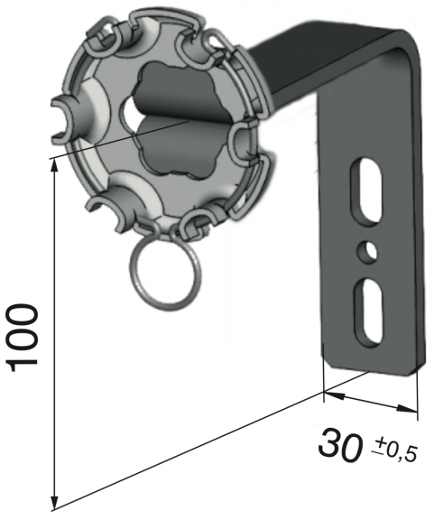 Uchwyt do rolokaset, maks. 50 Nm odgięcie 60 mm Uchwyt do rolokaset, maks. 50 Nm odgięcie 60 mm